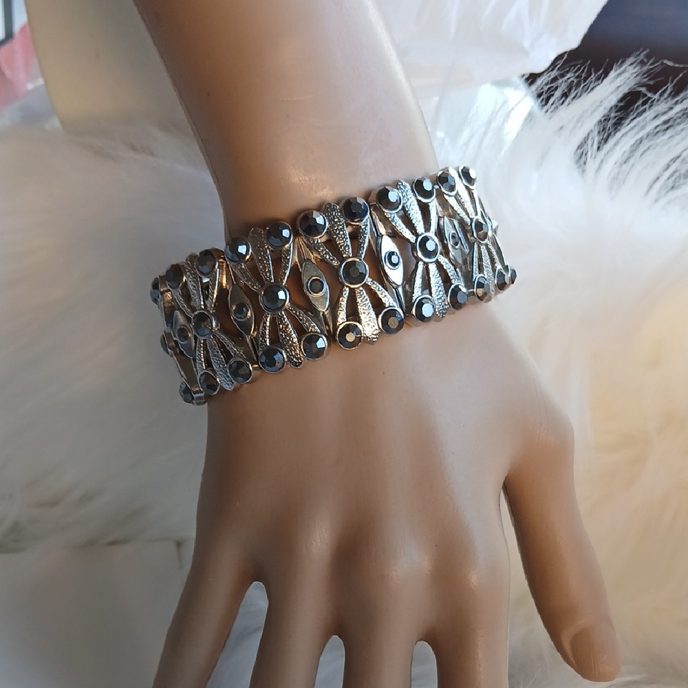 Paparazzi Silver and Black Statement Bracelet